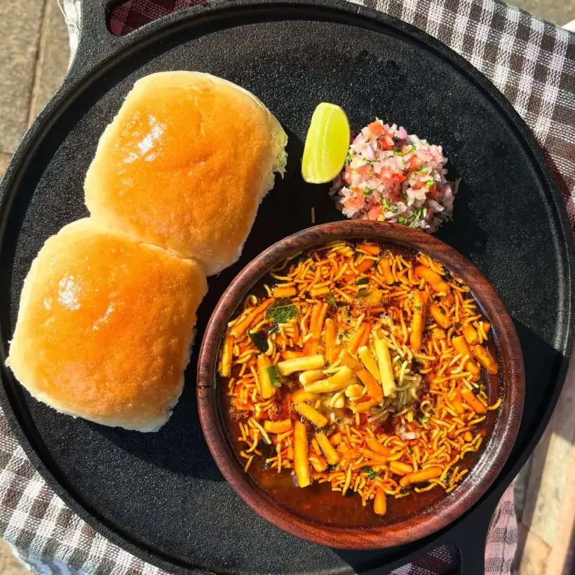 Spicy misal with fresh red tarri at Dalchini