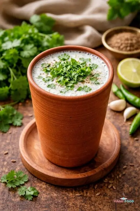Chilled chaas in a clay glass