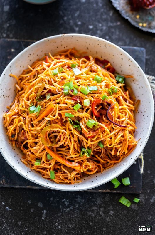 Schezwan noodles fresh from the wok